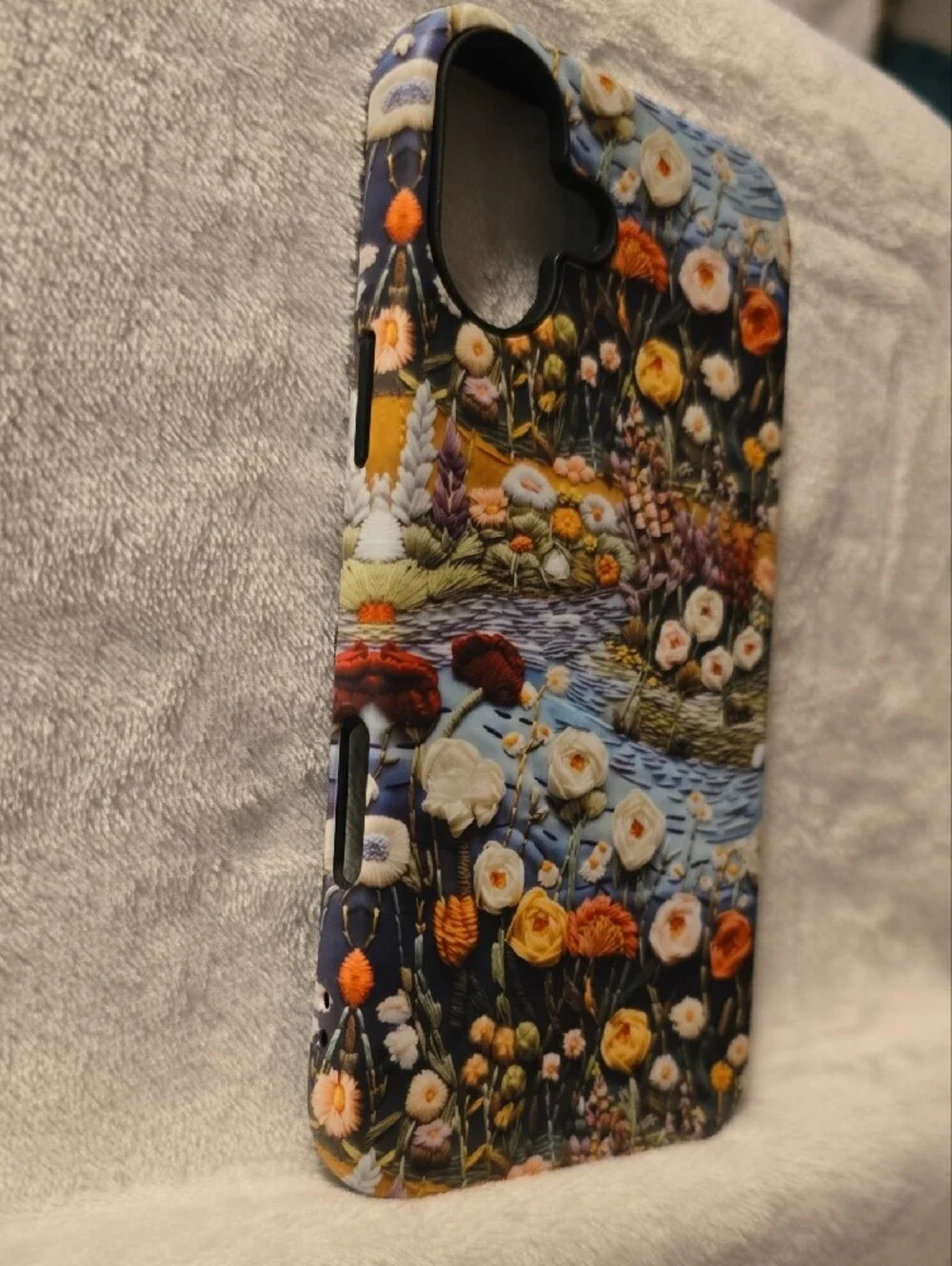 Floral Embroidered Creek Forest -Style iPhone 16 Plus Phone Case - Multicolor
